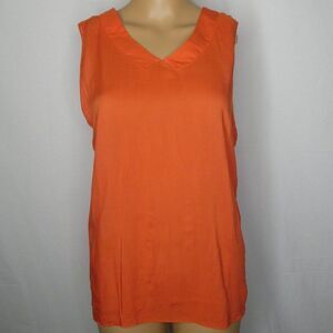 Bimba & Lola Orange V neck Sleeveless T Shirt Medium Blouse Tank Top Tangerine